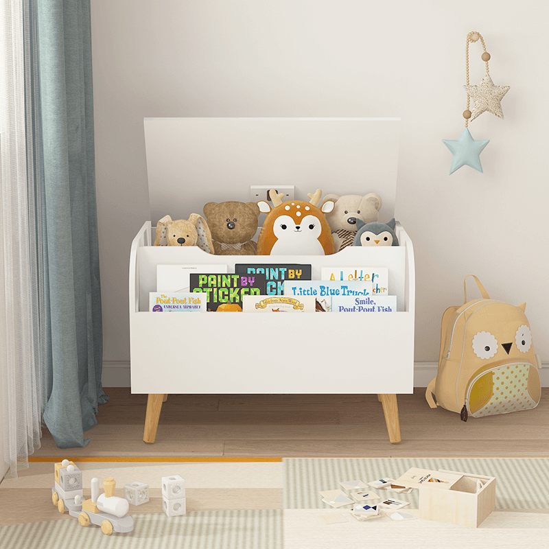 White Wooden Storage Organizer Toy Box 