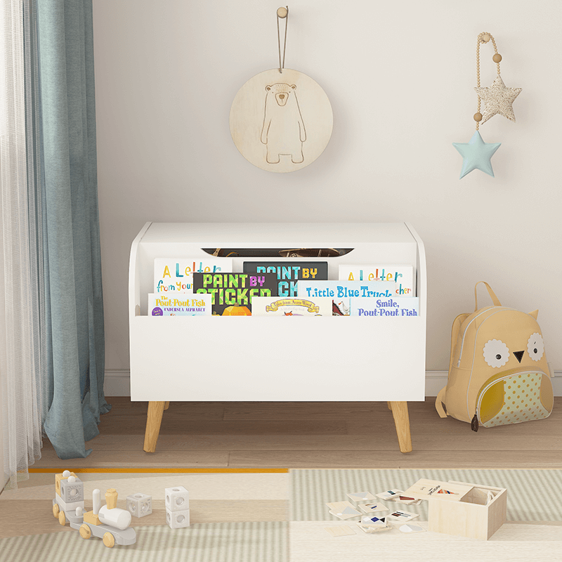 White Wooden Storage Organizer Toy Box 