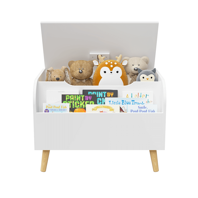 White Wooden Storage Organizer Toy Box 