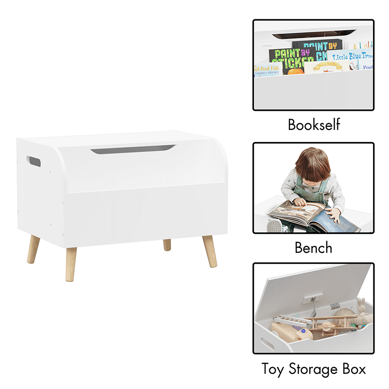 White Wooden Storage Organizer Toy Box 