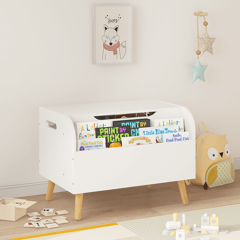 White Wooden Storage Organizer Toy Box 