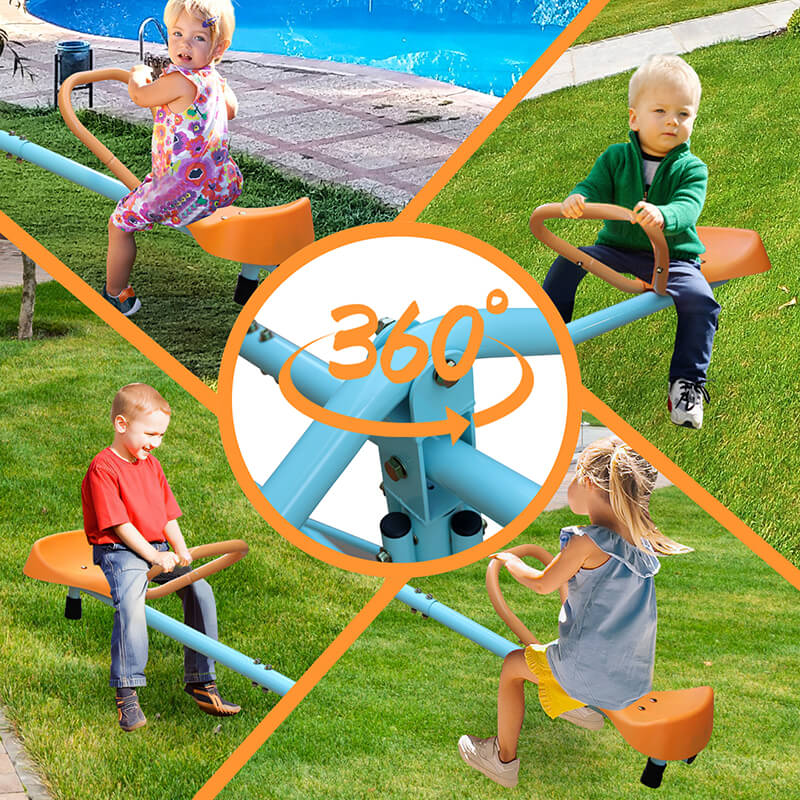 30" Kids Outdoor Spinning Seesaw and Spin Teeter