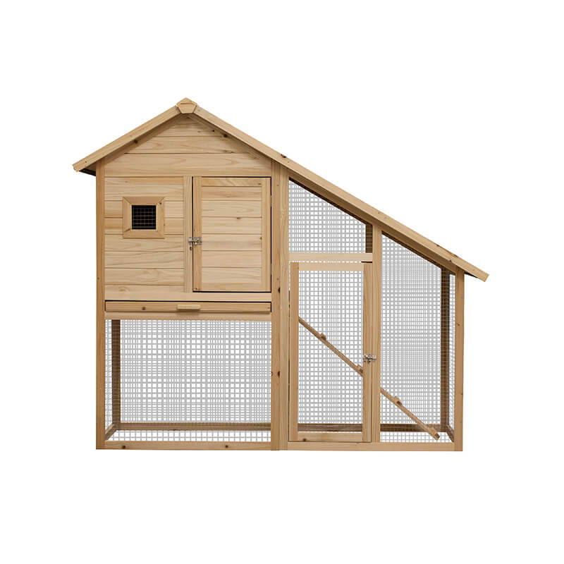 55" 2-Tier Wooden Rabbit Hutch With Waterproof Roof And Outdoor Run