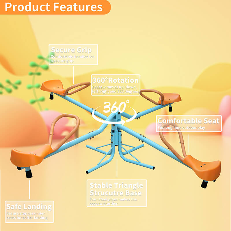 30" Kids Outdoor Spinning Seesaw and Spin Teeter