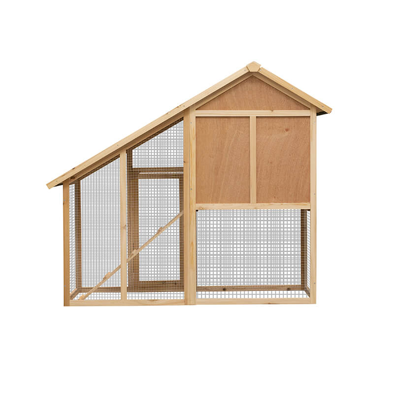 55" 2-Tier Wooden Rabbit Hutch With Waterproof Roof And Outdoor Run