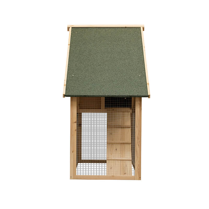 55" 2-Tier Wooden Rabbit Hutch With Waterproof Roof And Outdoor Run