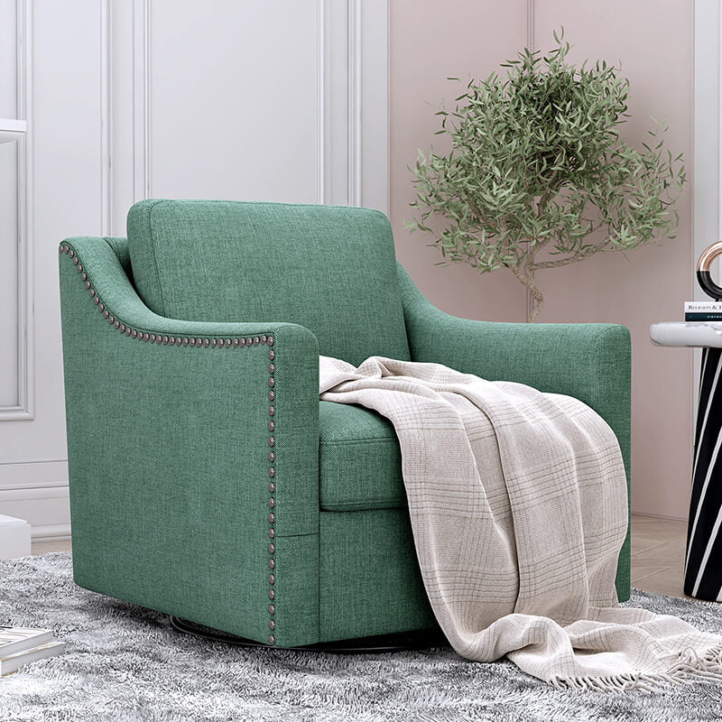 Cotton Linen 360 Degree Swivel Armchair