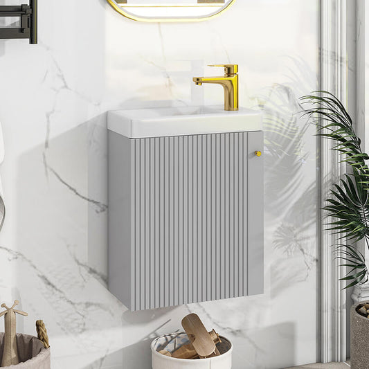 Grey Wall-Mounted Bathroom Vanity Combo