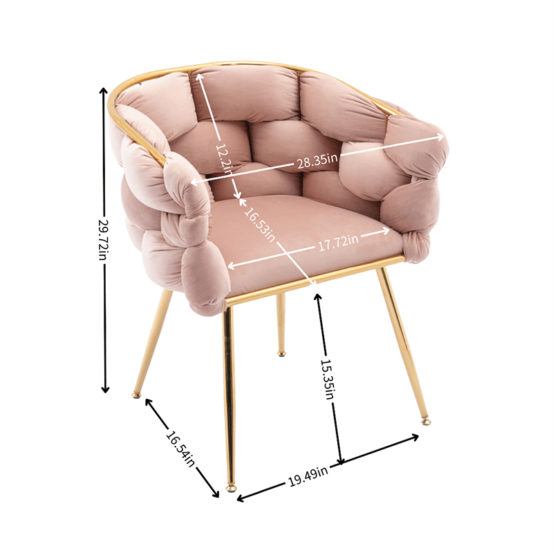 Simple Pink Velvet Sofa Accent Chair