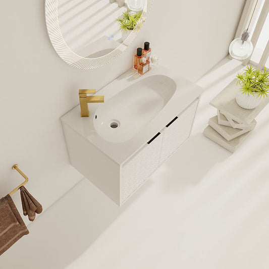 Modern White Diamond Patterned Bathroom Vanity