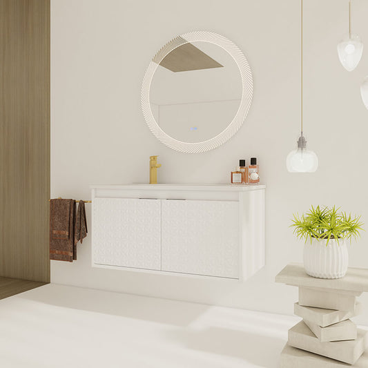 Modern White Wall Mounted Bathroom Vanity