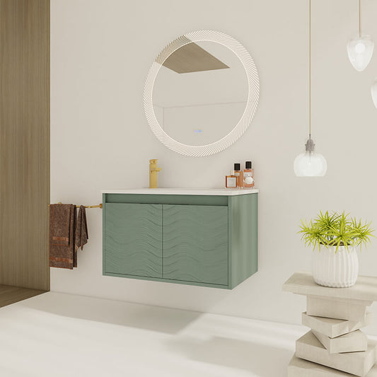 Green Plywood Wall Mounted Bathroom Vanity