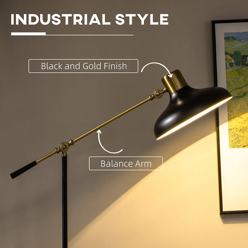 31.5" Black Gold Metal Floor Lamp