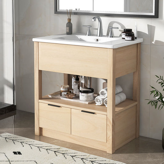 Natural Open Storage Shelf Bathroom Vanity