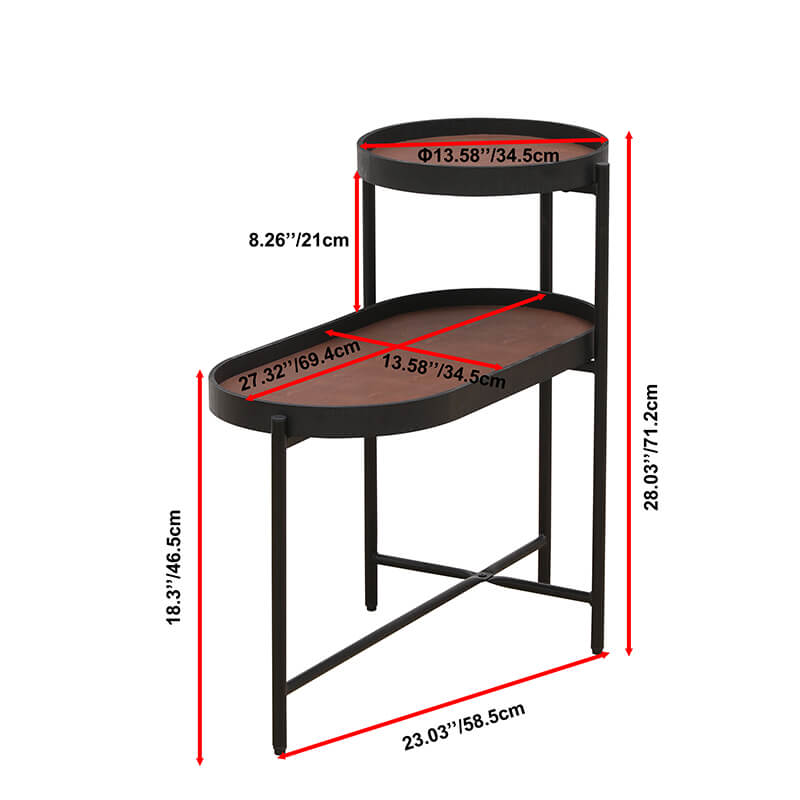 Brown Black Metal Frame Side Table