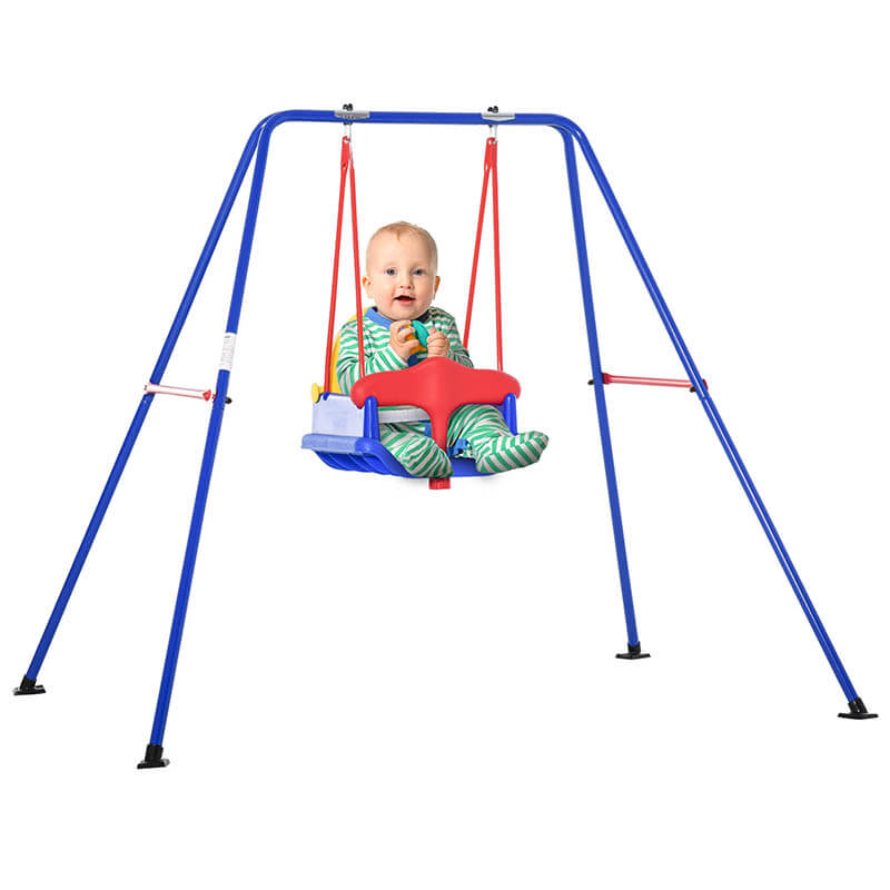 55" Multi-coloured Metal Baby Swing Set With Baby Seat Harness