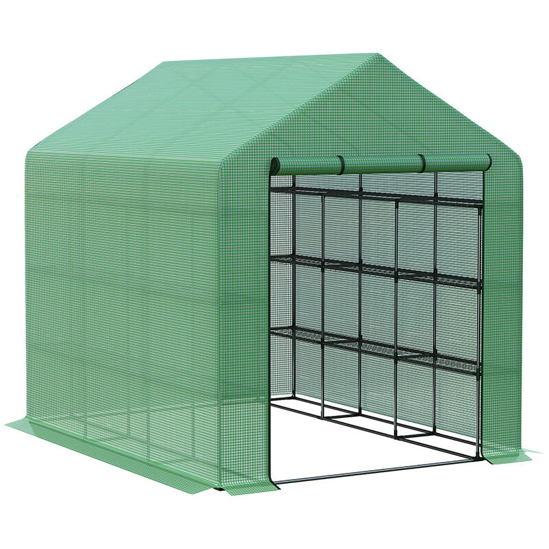 Green Outdoor Heavy Duty Walk-in Greenhouse