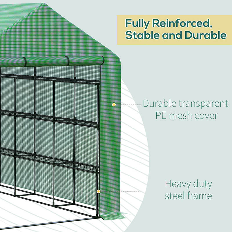 Green Outdoor Heavy Duty Walk-in Greenhouse