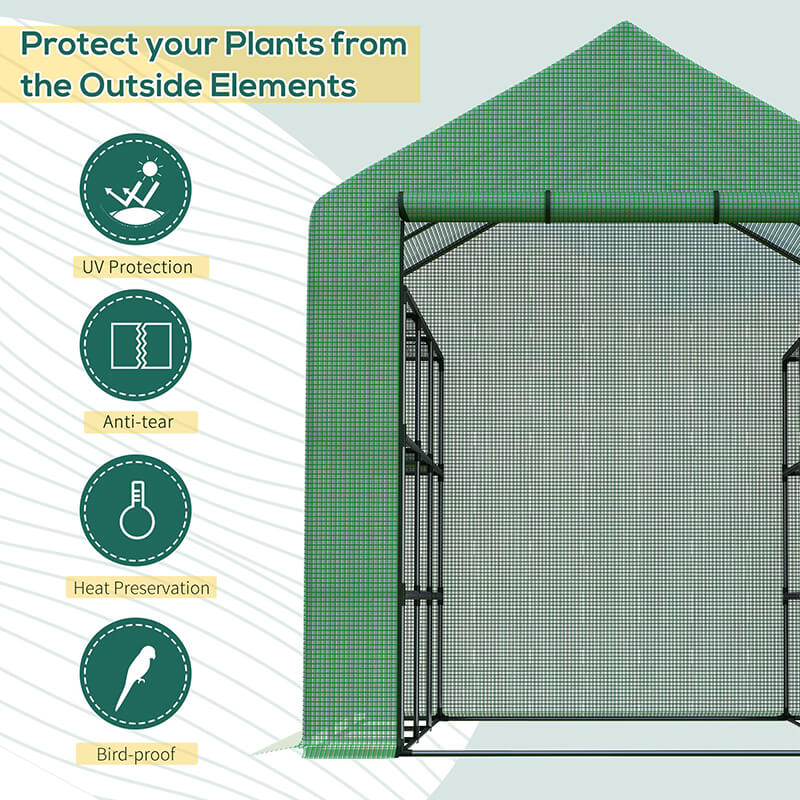 Green Outdoor Heavy Duty Walk-in Greenhouse