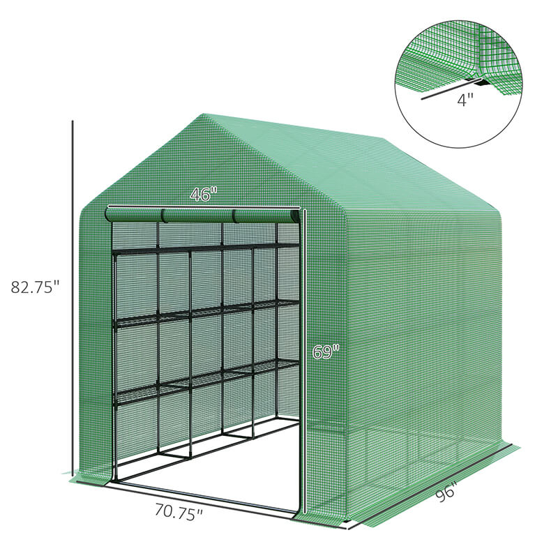 Green Outdoor Heavy Duty Walk-in Greenhouse