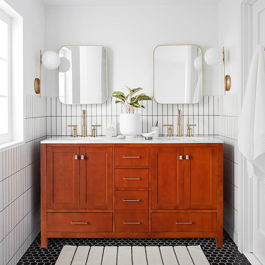 60" Modern Red Freestanding Bathroom Vanity