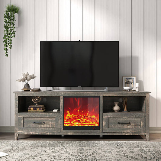 19" Antique Black Built-in Electric Fireplace