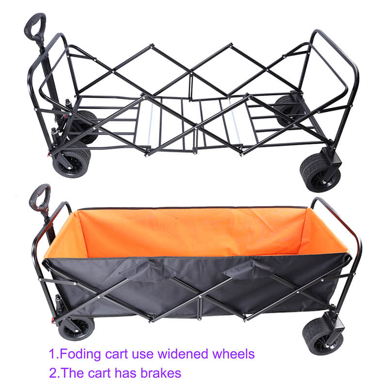 Black Orange Folding Garden Wagon Cart