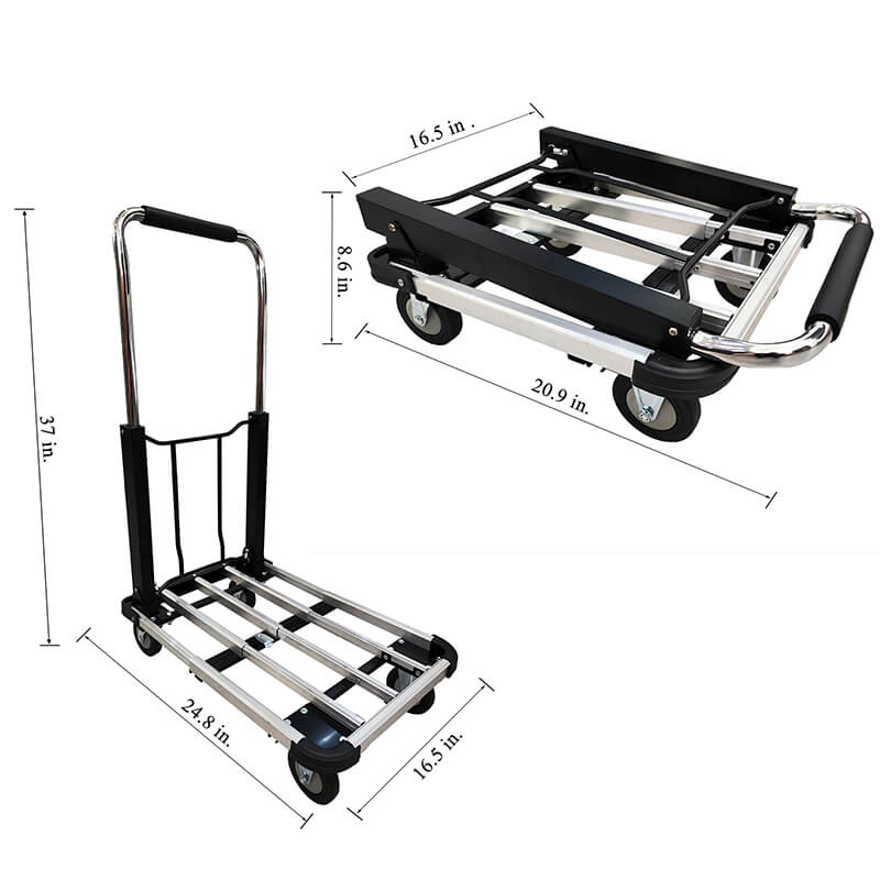 Silver Four-Wheel Hand Truck Cart