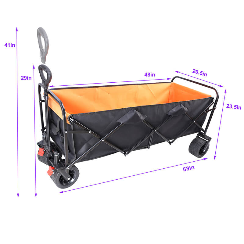 Black Orange Folding Garden Wagon Cart