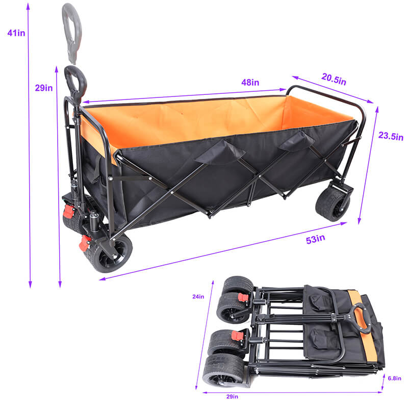 Black Orange Folding Garden Wagon Cart