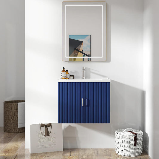 23.6" Blue Wall Mounted Bathroom Vanity