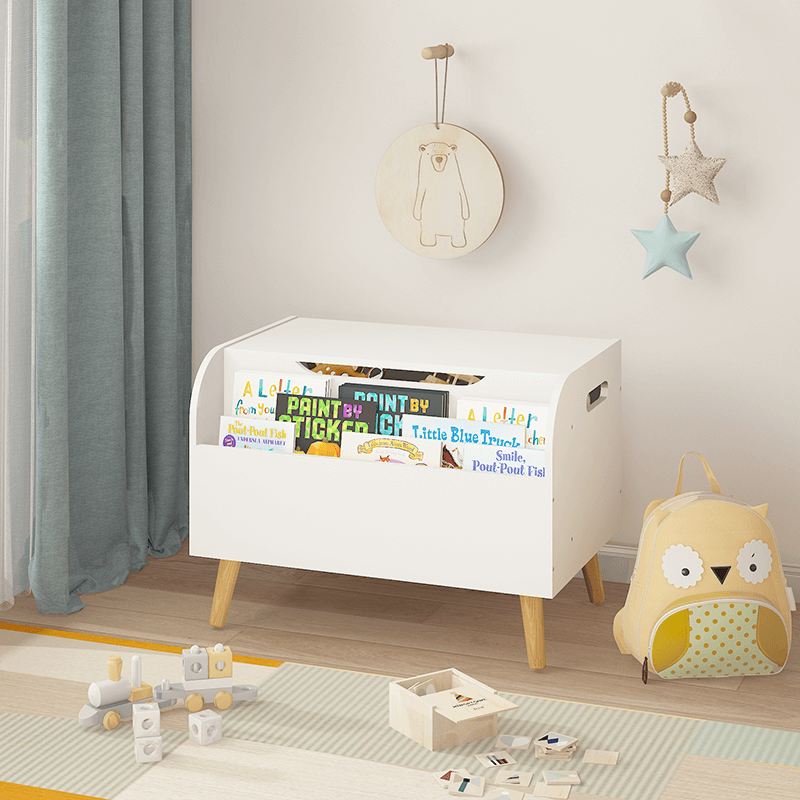 White Wooden Storage Organizer Toy Box 