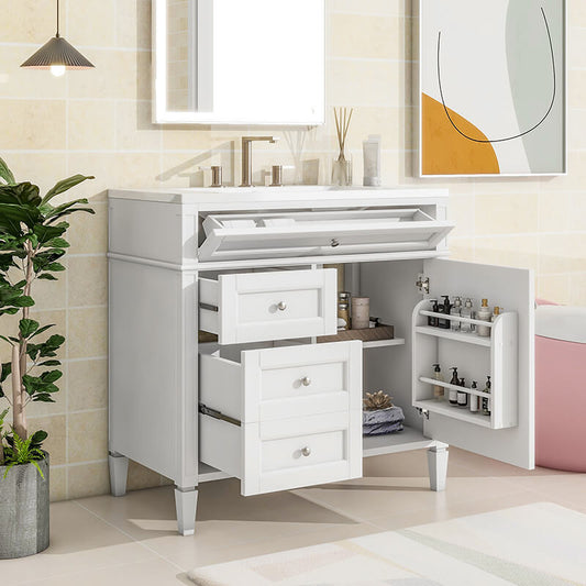 White Freestanding Bathroom Vanity Storage Cabinet