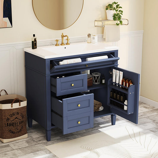 Modern Blue Bathroom Vanity Storage Cabinet