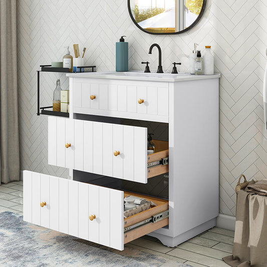 Modern White Ceramic Sink Bathroom Vanity