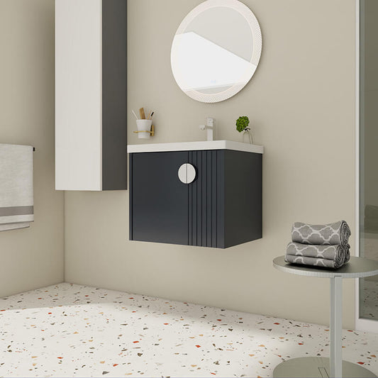 Modern Black Wall Mounted Bathroom Vanity 