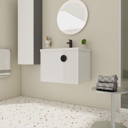 Modern White Floating Plywood Bathroom Vanity