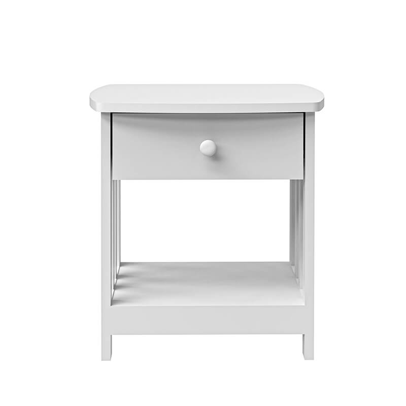 20" Modern White Mission Bedside Table with Shelve - 1 Drawer