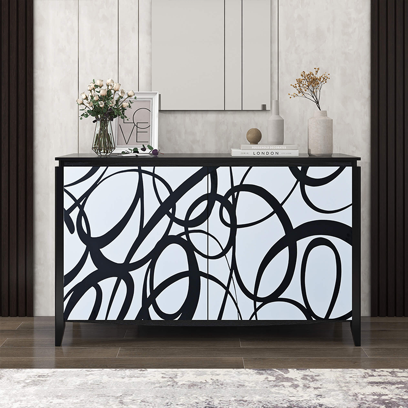 White & Black Sideboard Buffet Storage Cabinet