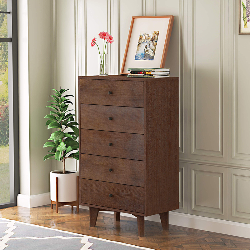 Retro Auburn Solid Wood Storage Cabinet