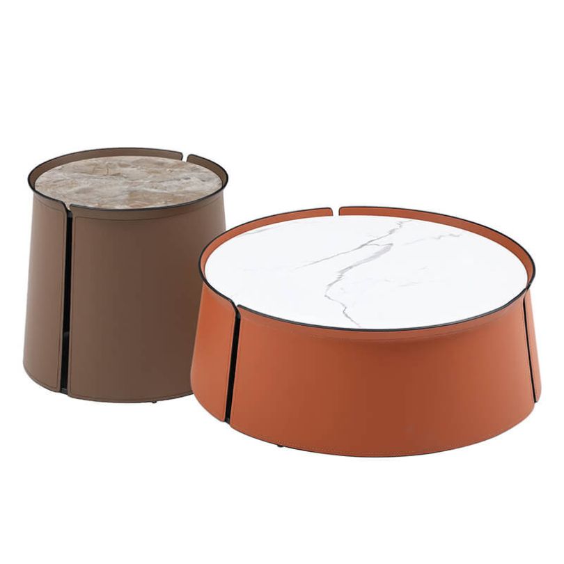 2 leather made end tables