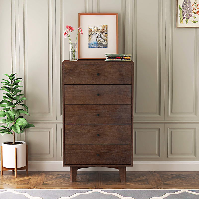 Retro Auburn Solid Wood Storage Cabinet