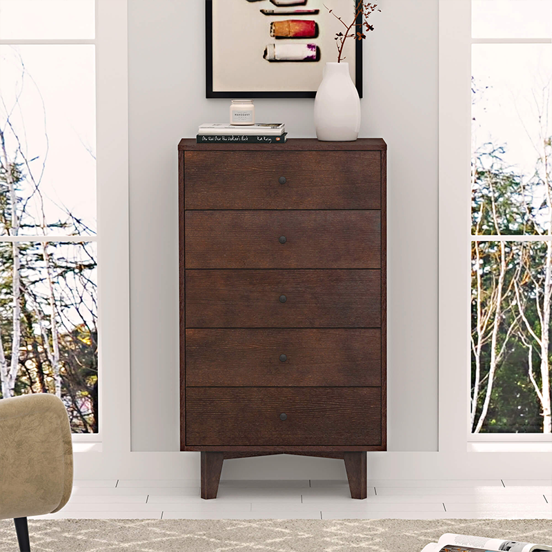 Retro Auburn Solid Wood Storage Cabinet