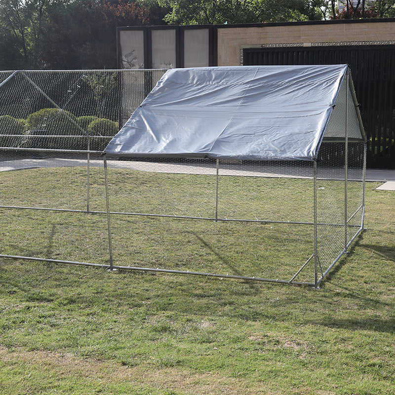 237" Large Metal Walk-in Chicken Coop with Waterproof and Anti-Ultraviolet Cover