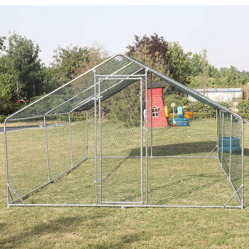 237" Large Metal Walk-in Chicken Coop with Waterproof and Anti-Ultraviolet Cover