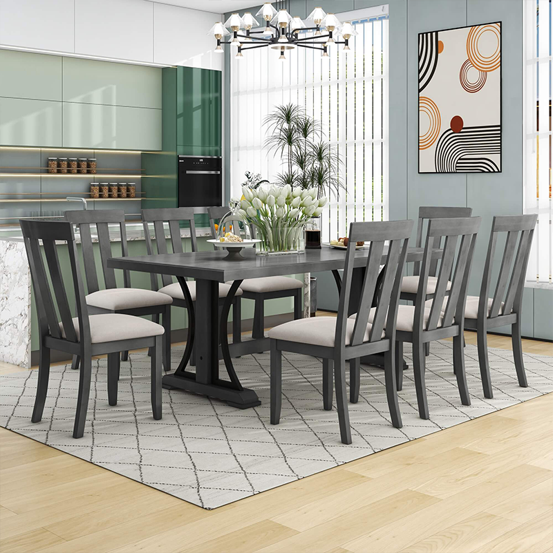  Retro Style Gray Dining Table Set