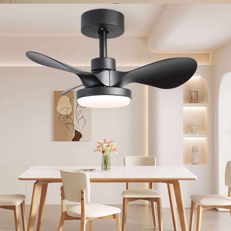 24" Black Ceiling Fan with 18W Dimmable Light and 3 Blades