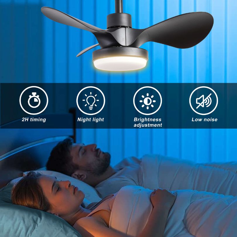 24" Black Ceiling Fan with 18W Dimmable Light and 3 Blades