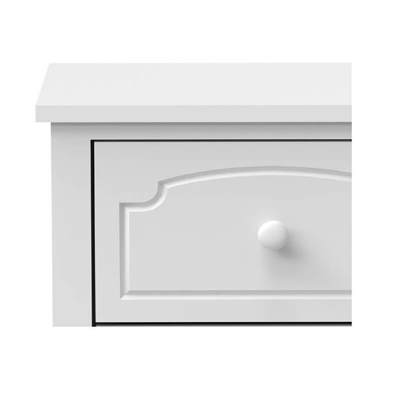 24" Contemporary Roman-Style White Wooden Nightstand - 2 Drawers