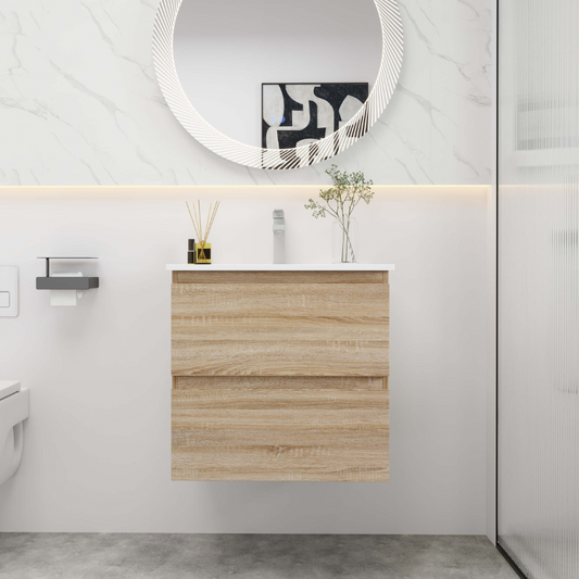 24" Floating Bathroom Vanity with White Gel Basin Top